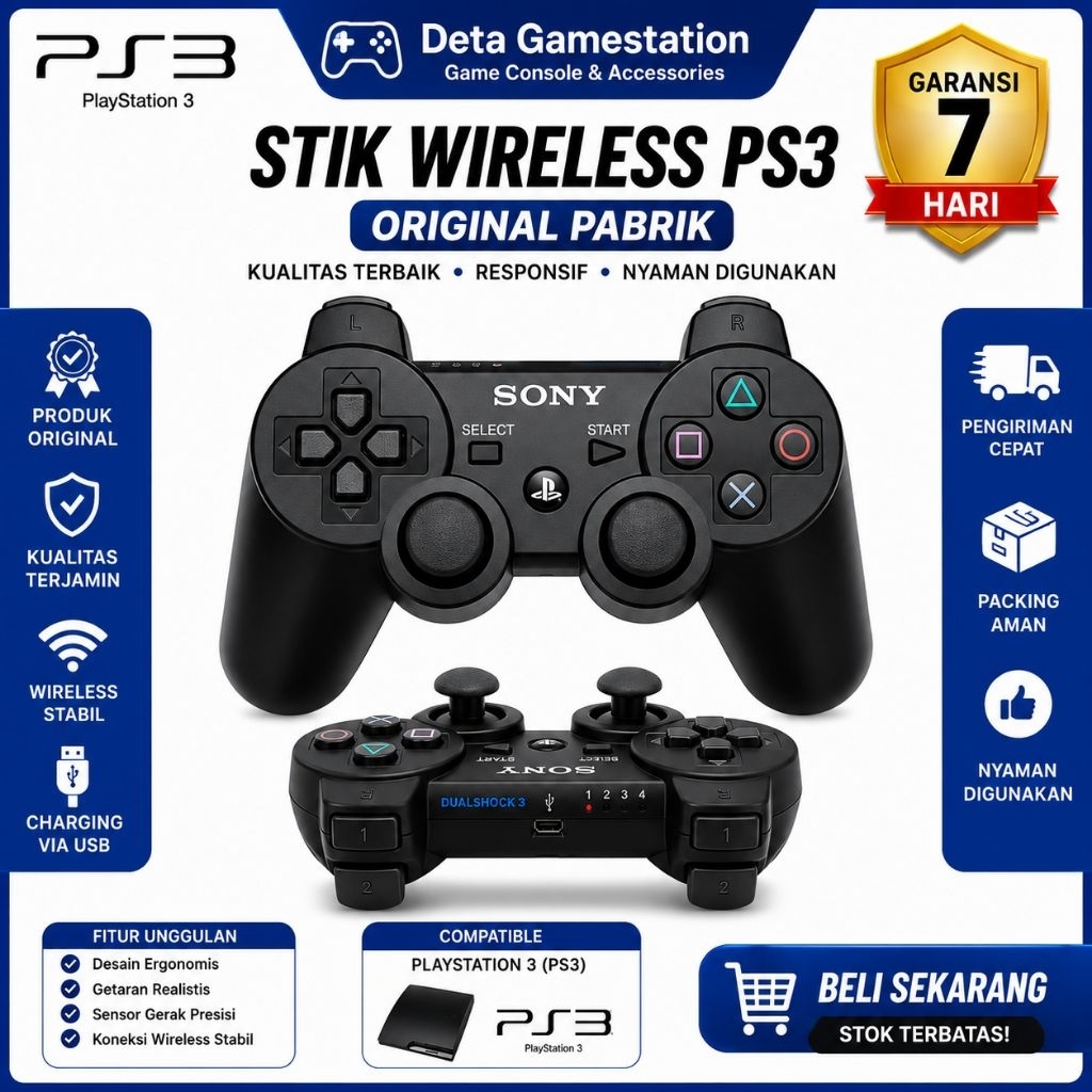 Stik Sony Ps3 Ori Pabrik Wiereless/Bluetoot