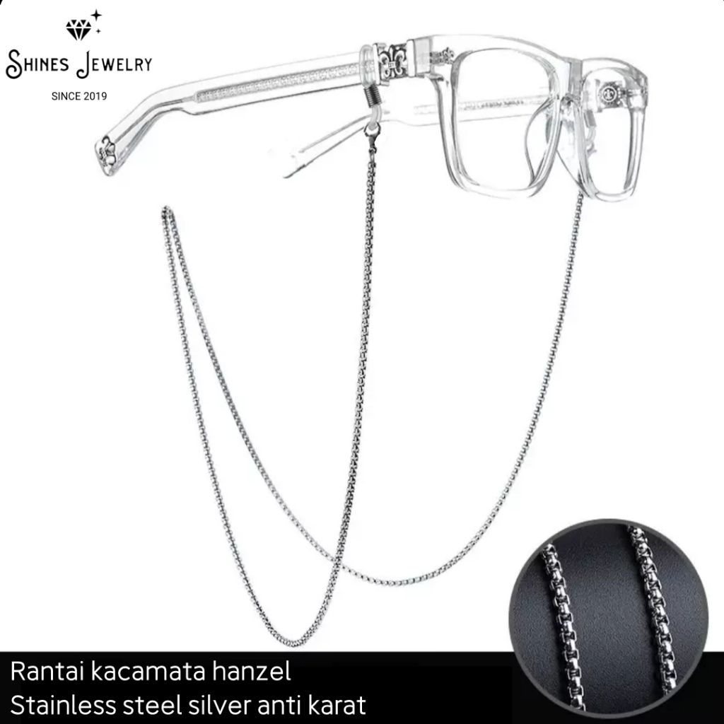 Rantai kacamata chainlink sunglasses hanzel stainless steel silver anti karat