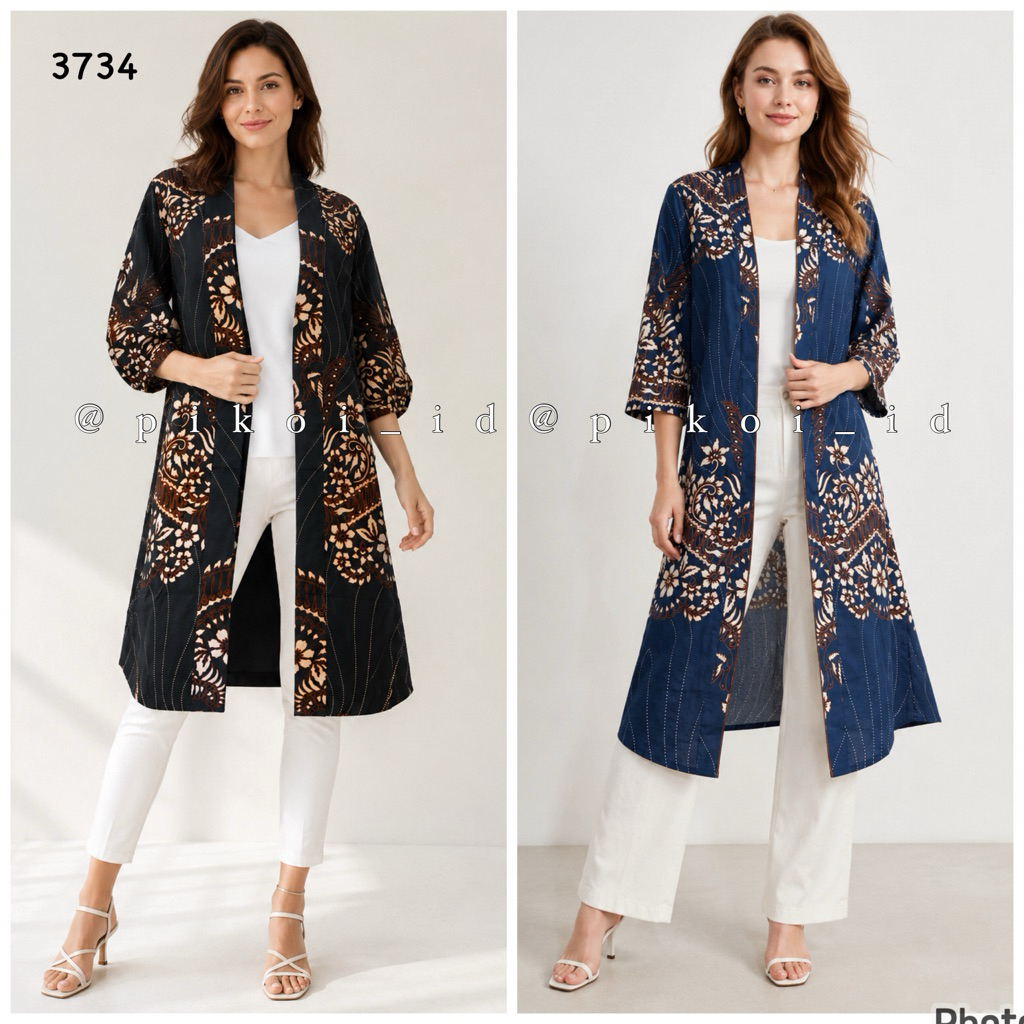 Cardigan panjang batik wanita / cardigan batik cewek / outer batik kantor / outer hijab murah / 3060