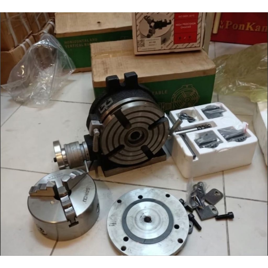 flange set rotary table 6" / rotary table 6" komplite set FLANGE dan claw 5" 125mm / rotary table 15