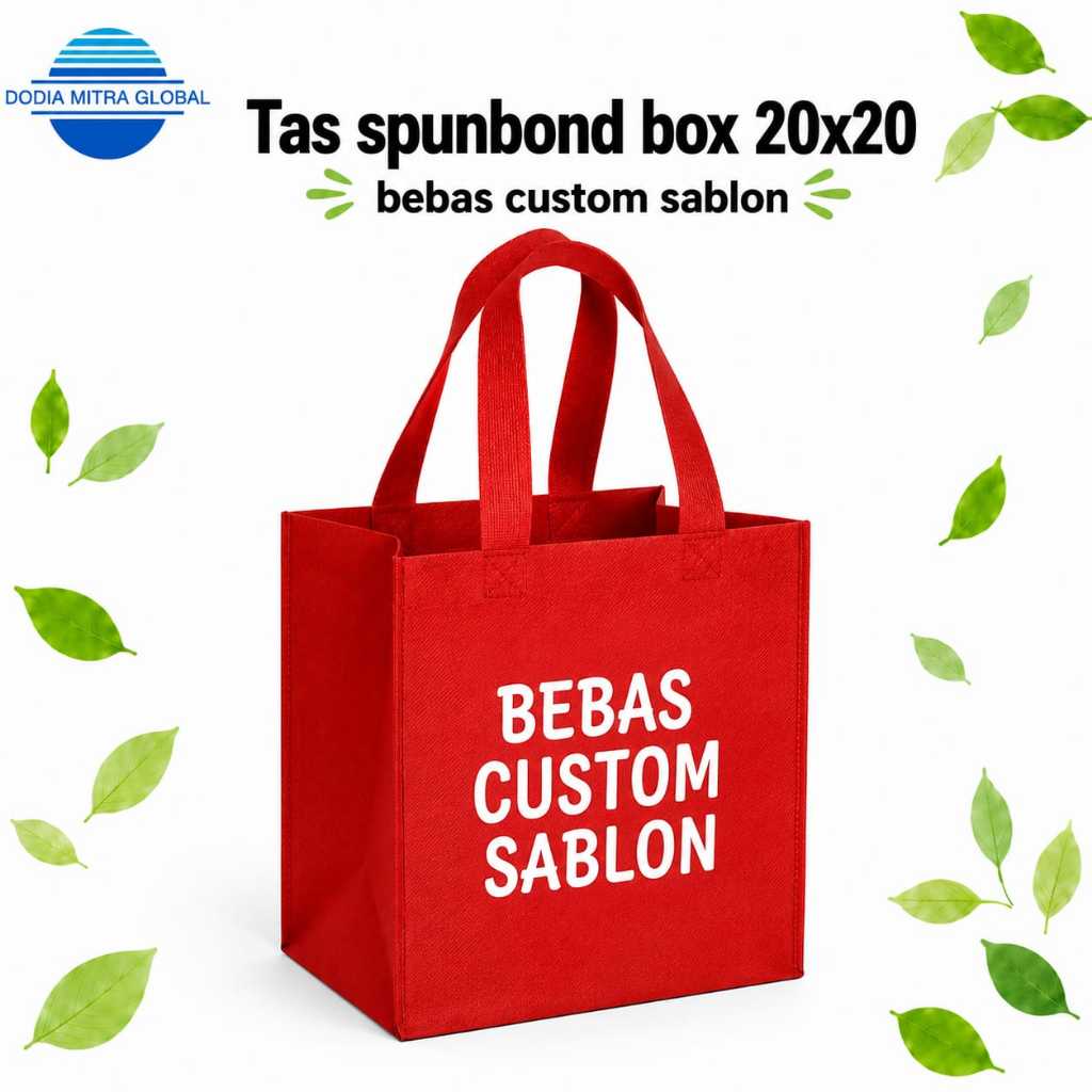 TAS SPUNBOND BOX 20X20 CUSTOM SABLON 1 SISI 1 WARNA