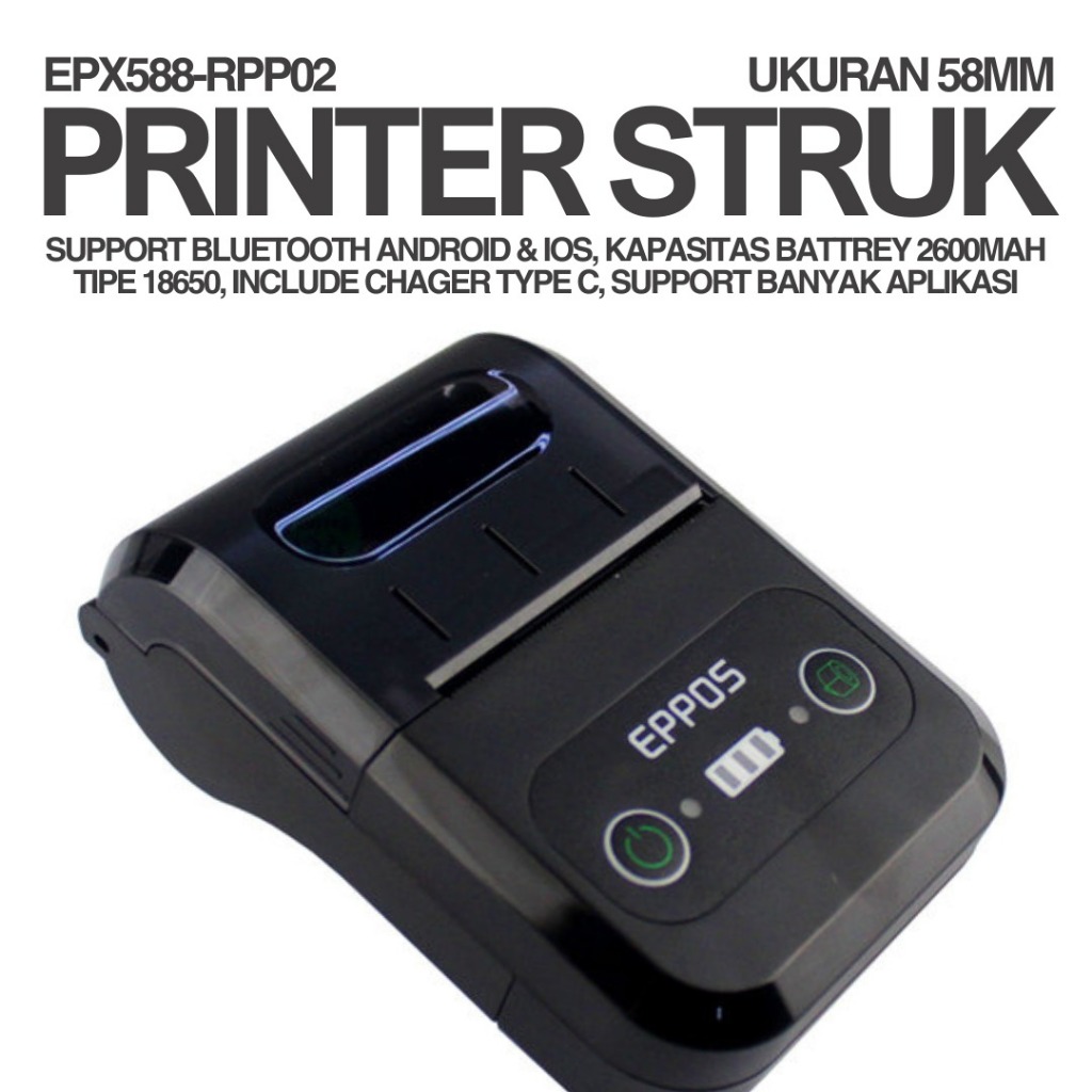Printer Bluetooth  EPPOS EPX588 RPP02 | Mini Printer Bluetooth