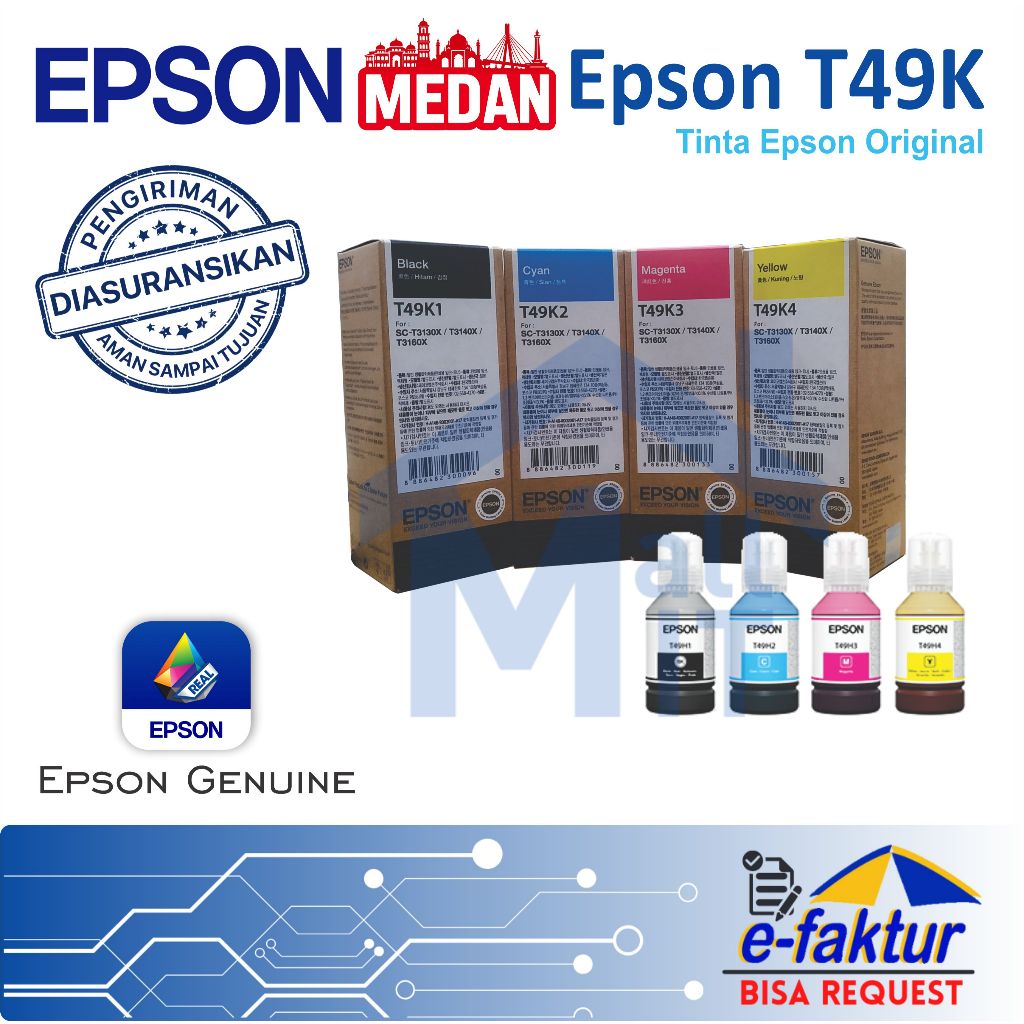 MALLIT EPSON Tinta Catridge EPSON T49K T-49K T 49K SureColor T3130X T-3130X Original Medan