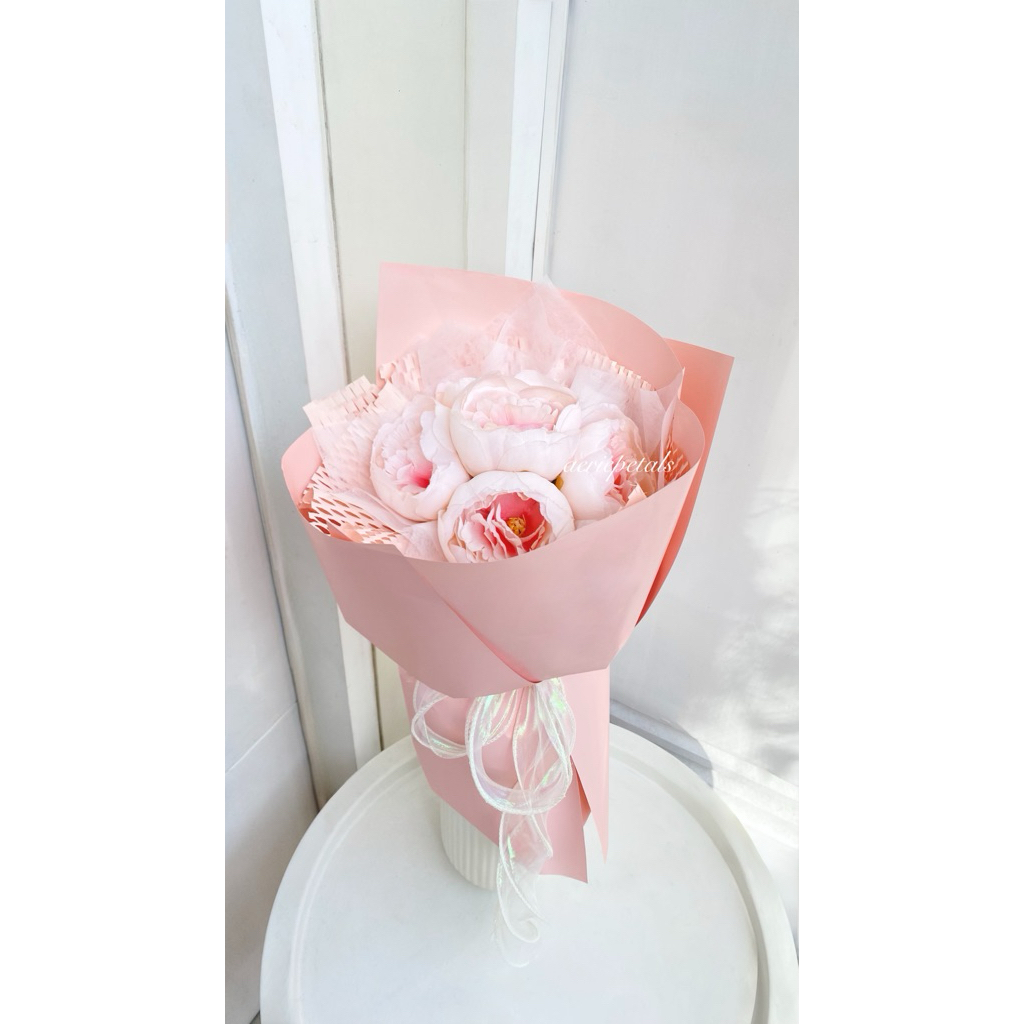 [BOUQUET BUNGA MEDAN] Peachy Peony Bouquet Artificial