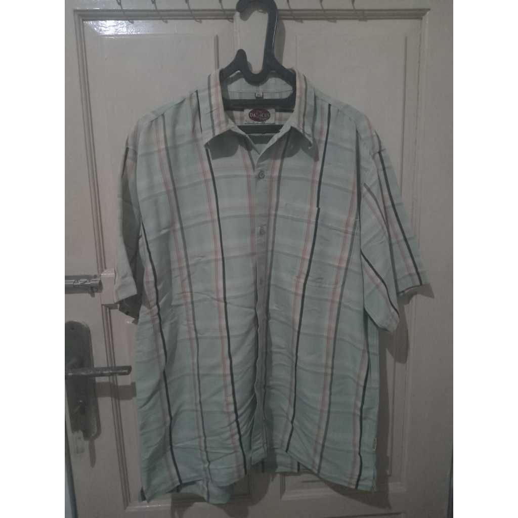 Kemeja Dancus Stripe Shirt Lengan Pendek Hijau Soft Mint