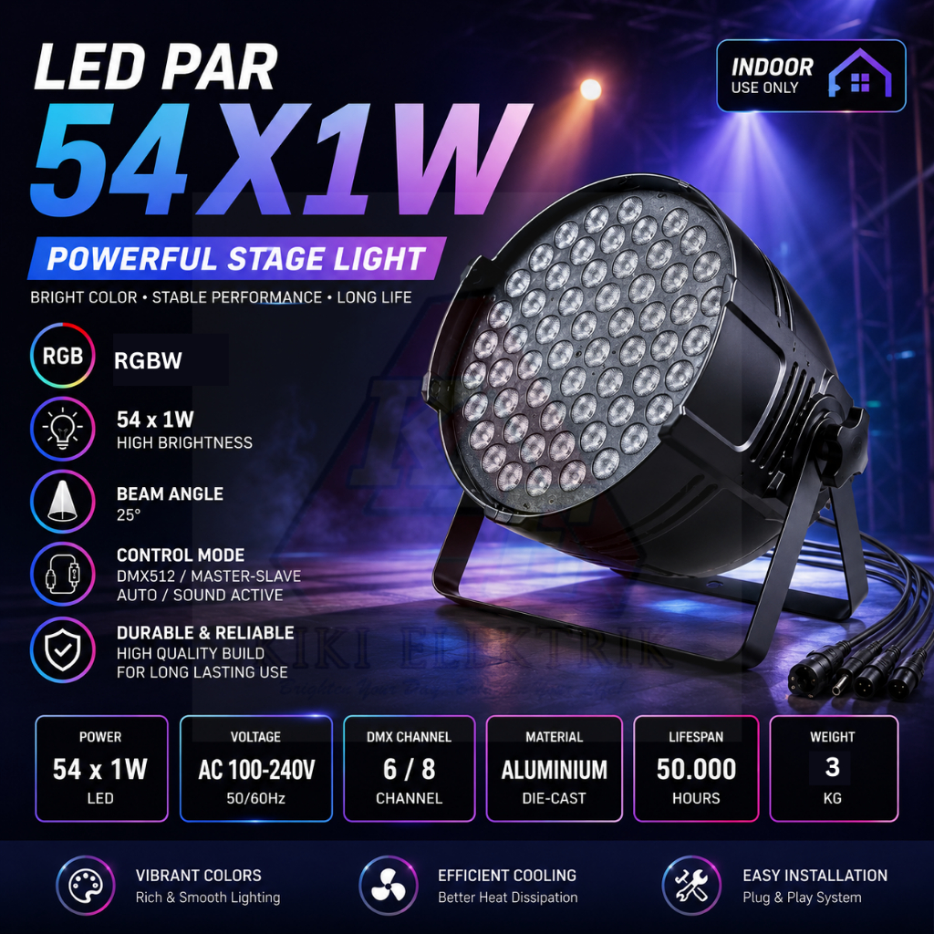 Lampu Par LED 54 mata ( RGBW ) / Lampu Panggung / Lampu Sorot