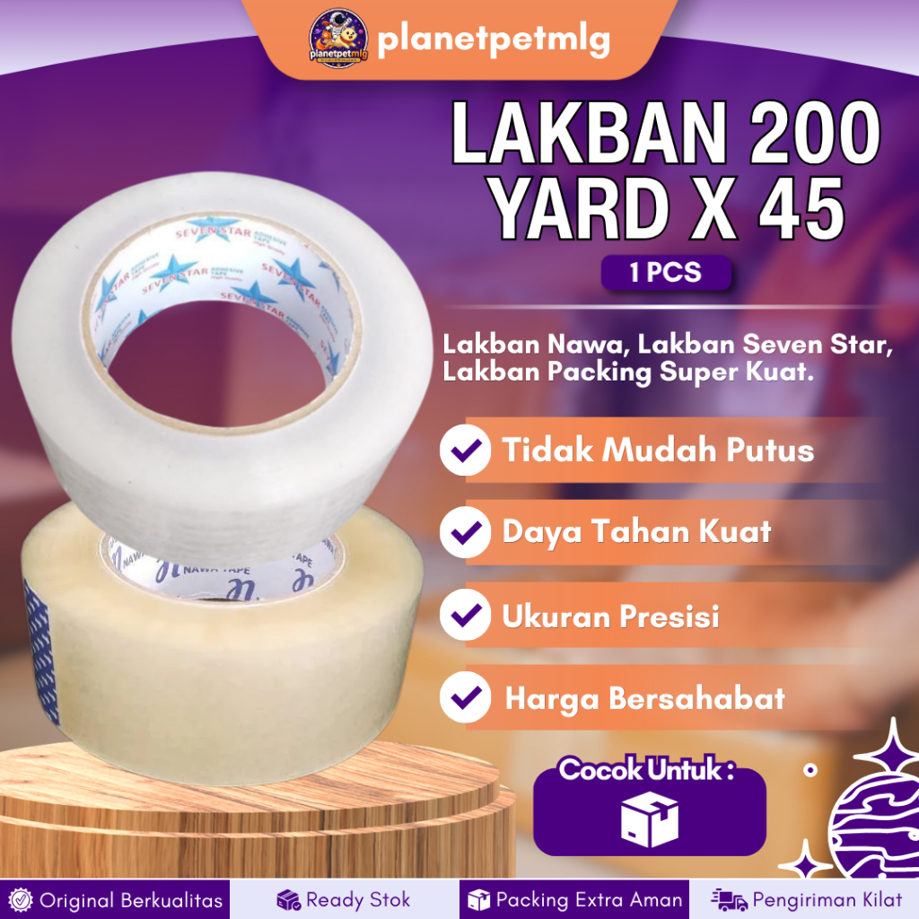 LAKBAN 200 YARD X 45 - Lakban Untuk kebutuhan Packing, Lakban Nawa/Seven Star