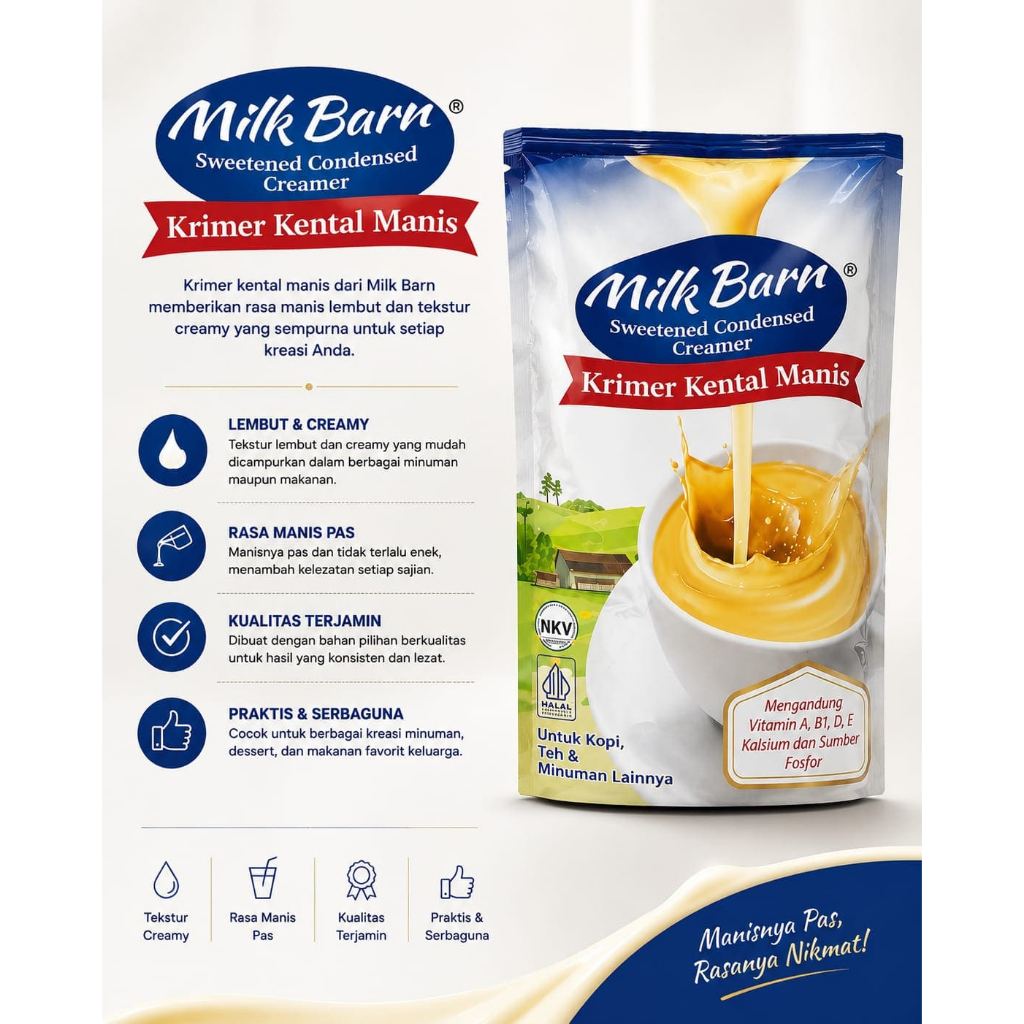 Milk Barn Krimer Kental Manis Susu Kental Manis Milk Barn SKM 1 kg