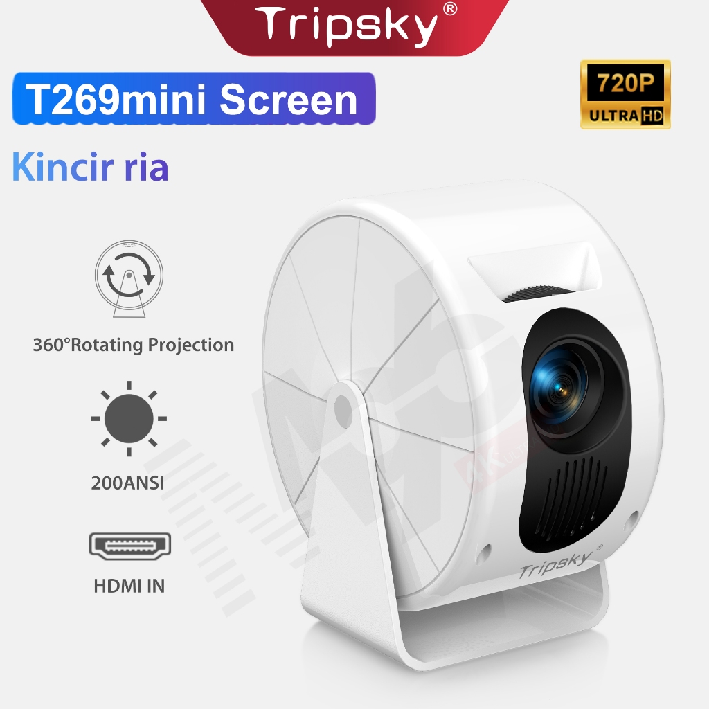 Tripsky T269 MINI Screen proyektor 720P Auto Keystone 360° smart Proyektor