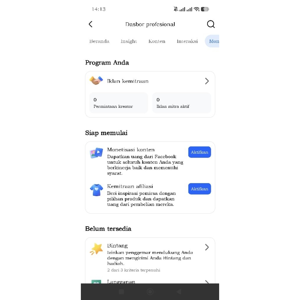 Halaman Fanspage Monetisasi Faceboook