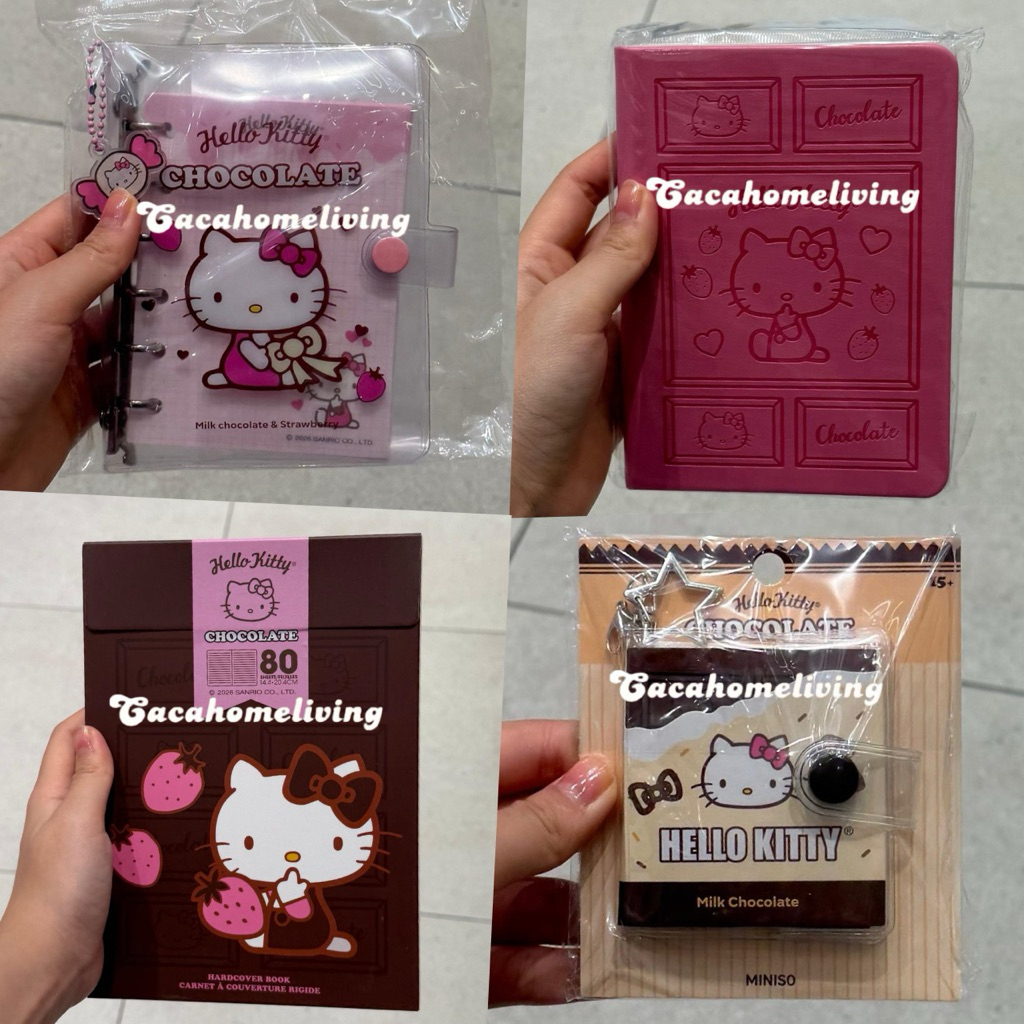 Miniso x Sanrio - Jurnal Book / Mini Binder Loose Leaf / Hardcover Notebook A5 Hello Kitty Chocolate