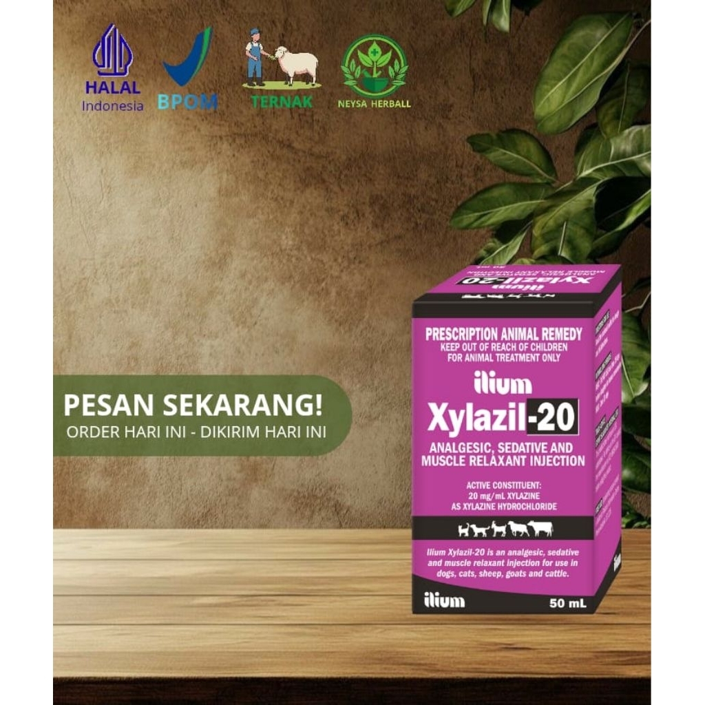 Xylazil-20 obat injeksi hewan golongan Xylazine 20 mg/ml yang berfungsi sebagai obat penenang, pered