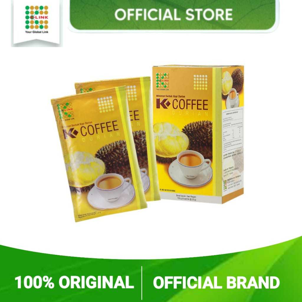 Kopi durian k link.K link kopi durian.Kopi rasa durian.Kopi durian k link Original.1 box isi 6 sache