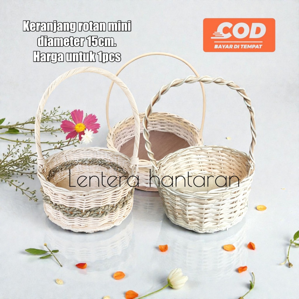 Lenterahantaran - keranjang rotan mini diameter 15cm, keranjang rotan parsel buah keranjang souvenir