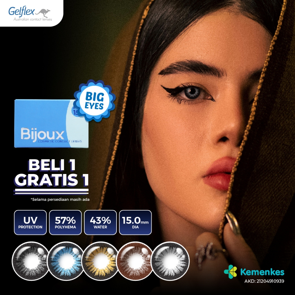 Softlens Bijoux B1G1 by GELFLEX - Puff Series (Softlens Big Eyes 15.00mm) PWR 0.00 s/d -6.00