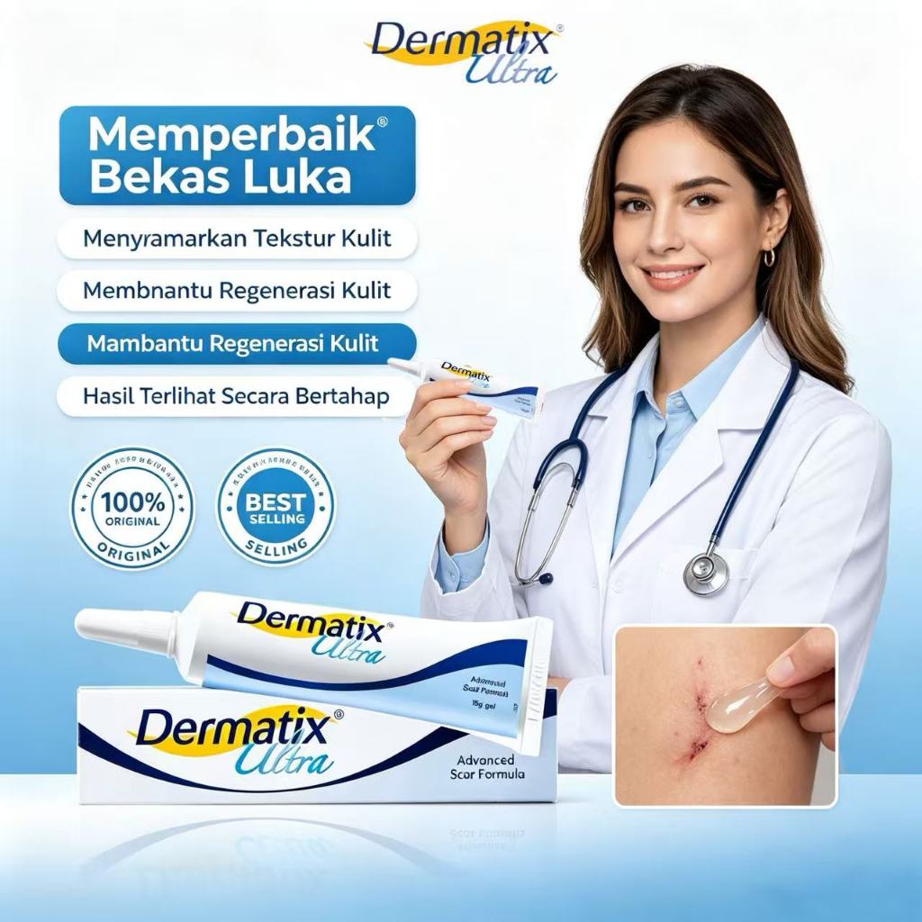 * ORI & EXP2028 * DERMATIX ULTRA Gel Perawatan Bekas Luka 15G / Memudarkan Dan Menghilangkan Bekas L