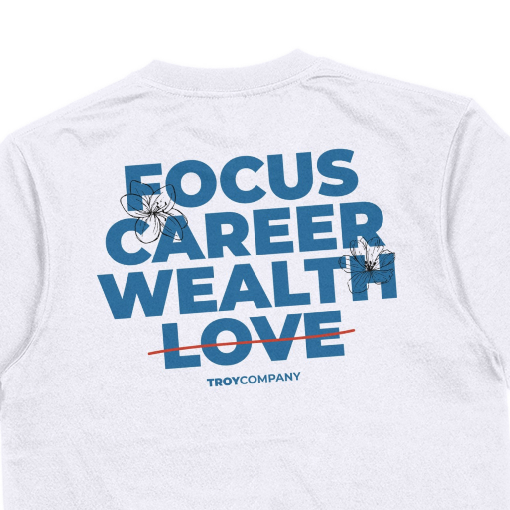 Troy Company T-Shirt White NO LOVE - Kaos Pria Lengan Pendek Putih MTD 3586
