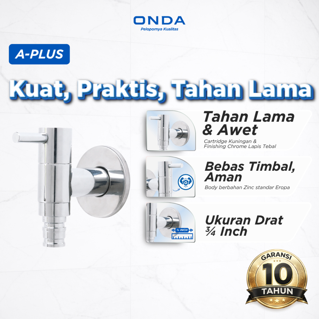 ONDA Kran Tembok A-PLUS 1/2 In Keran Air Kamar Mandi Kran Anti Bocor