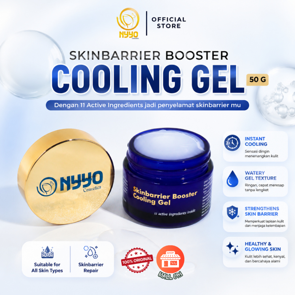 NYYO Cosmetics Cooling Gel Moisturizer Skin Barrier 50g | Pelembab Wajah Kulit Sensitif, Iritasi, Ba