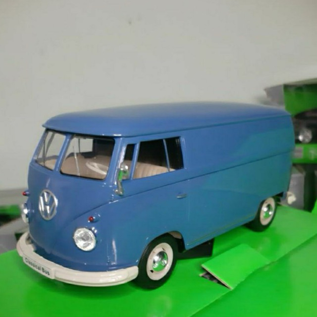 Diecast Welly Skala 1:24 Volkswagen T1 Bus 1963 Biru Baru Bukan Bekas Komplit