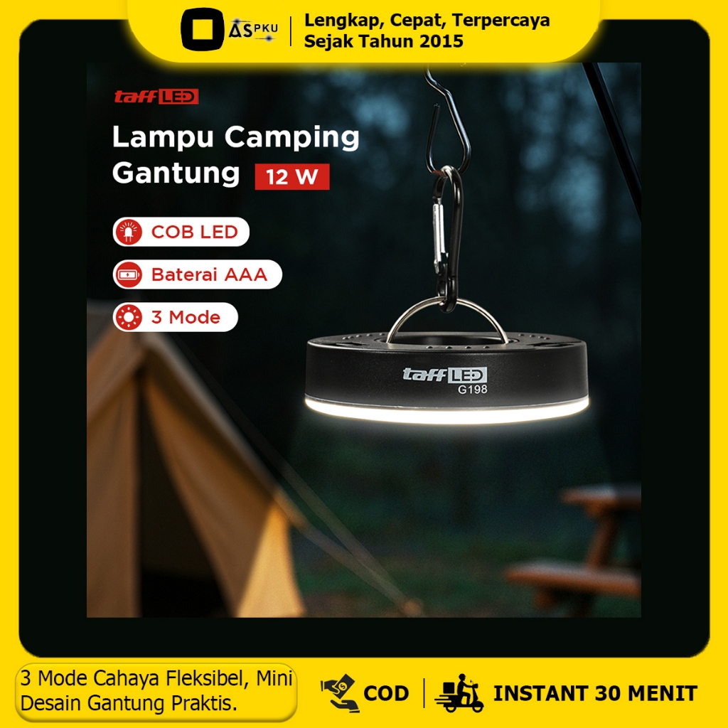 Lampu Emergency V2 120 Lumens 12Watt Darurat Gantung Camping COB LED Carabiner Praktis Light Lamp