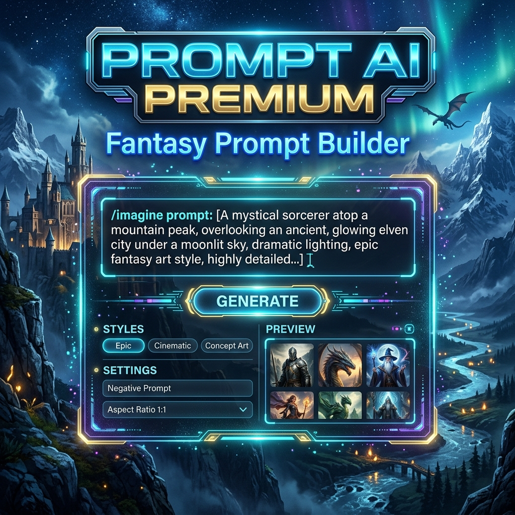Prompt AI Premium | Fantasy Prompt Builder untuk ChatGPT & Image AI