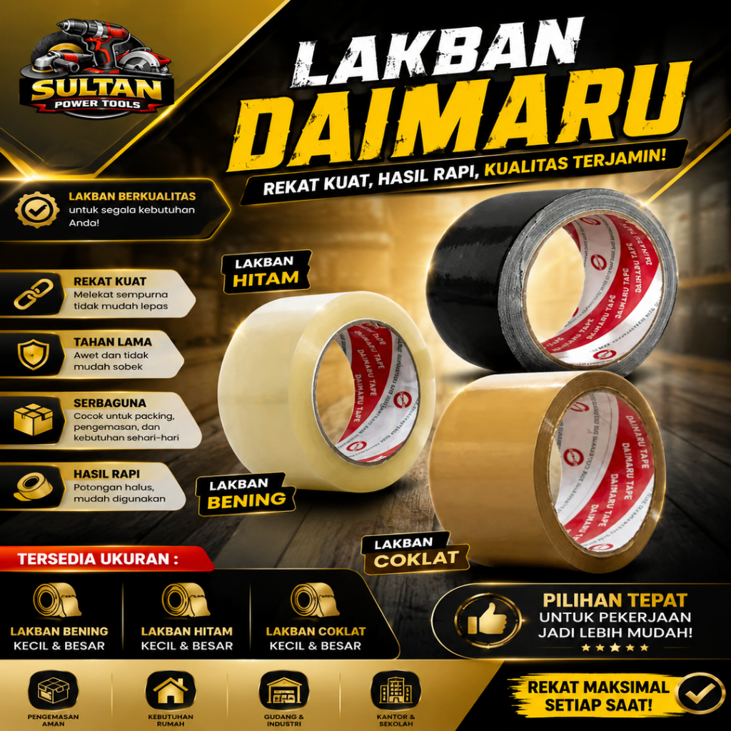 Lakban Bening kecil, besar, lakban hitam, lakban coklat DAIMARU spt