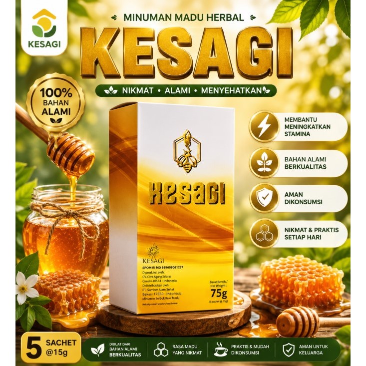 MINUMAN HERBAL BUBUK KESAGI ASLI ORIGINAL SUPLEMEN MADU 1 Box - SLB