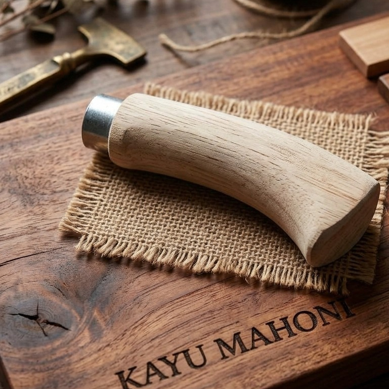 Gagang Golok / Parang Kayu Mahoni Premium | Handle Handmade Siap Pasang