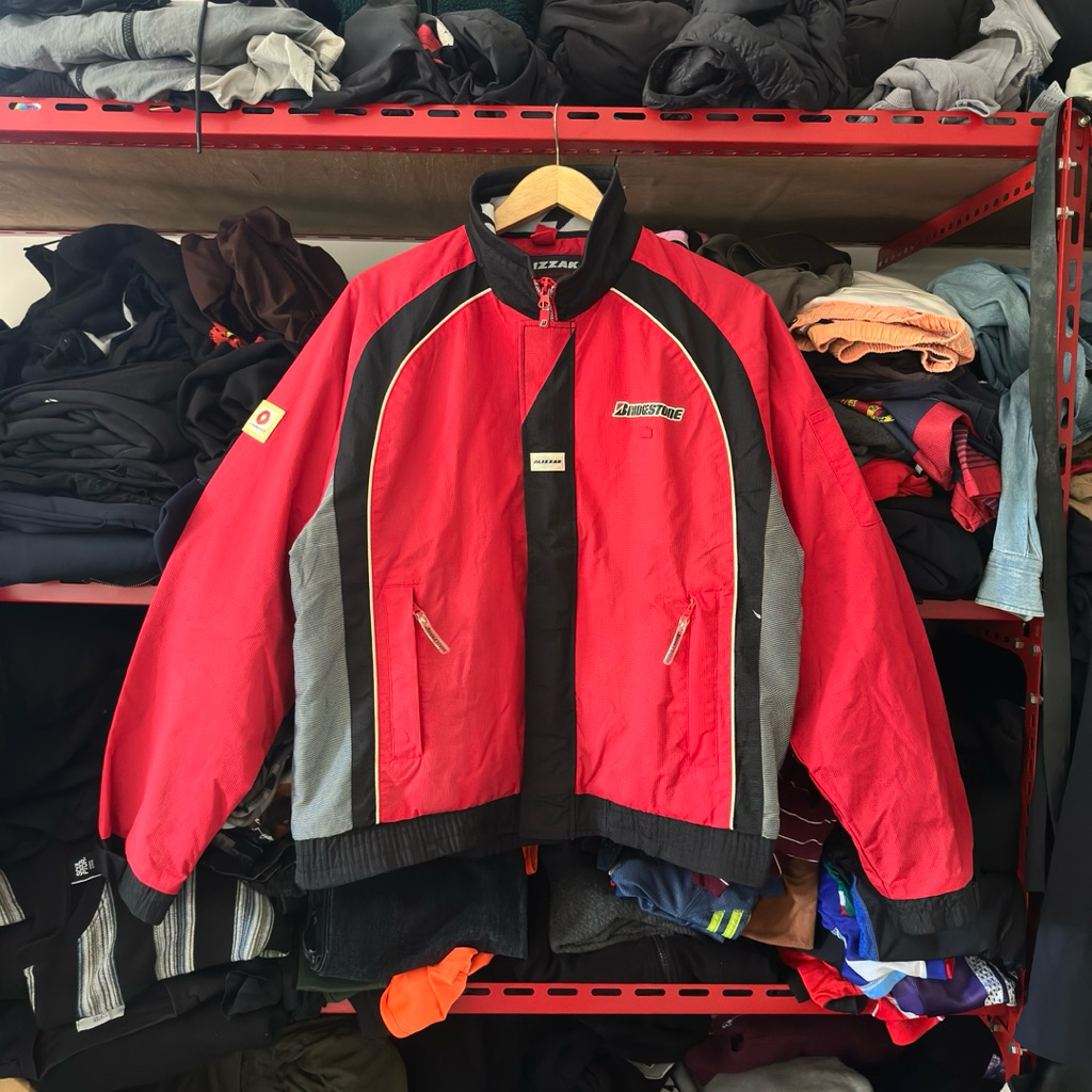 Jaket motor blizzak bridgestone colourblock backprint reflective like nascar jacket like new rare it