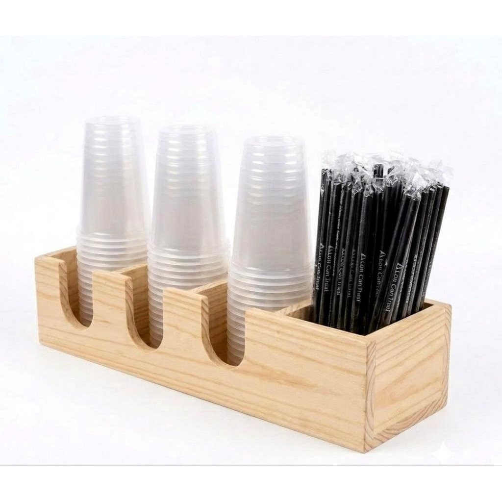 Rak Gelas Cup Kayu Holder Cup Tumbler Kayu Organizer Aesthetic L