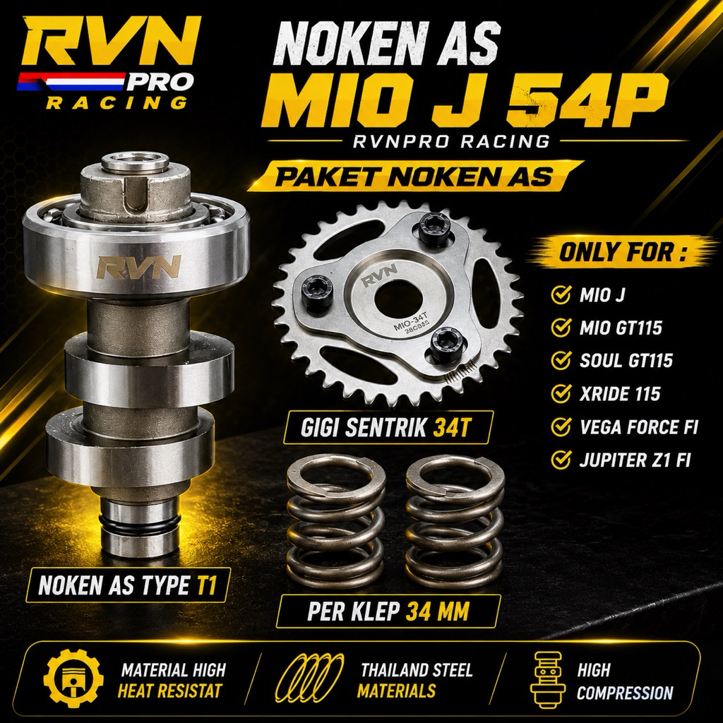 PAKET NOKEN AS RVN RACING MIO J SOUL GT 115 FINO 115 XRIDE 115 RACING PER PIR KLEP SWEDIA DAN GIGI S