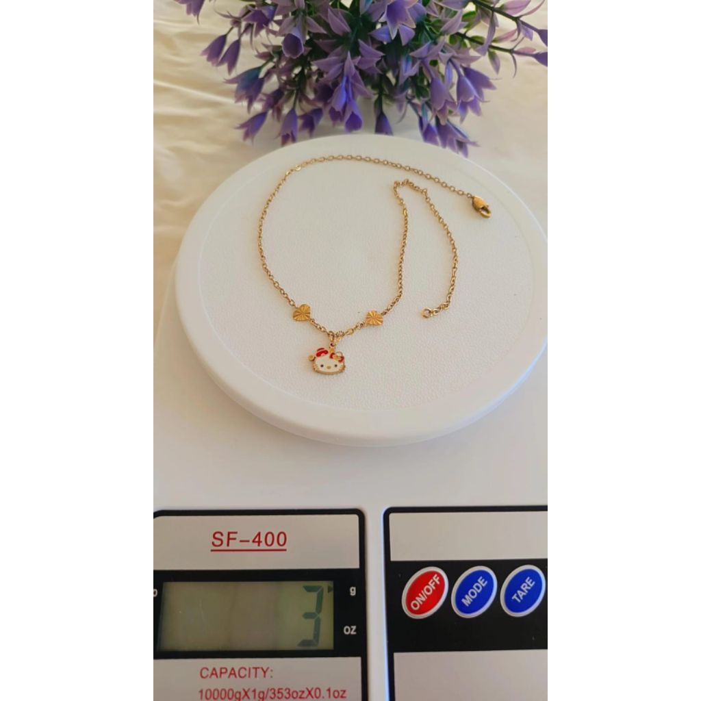 kalung anak HelloKitty titanium asli berlapis emas