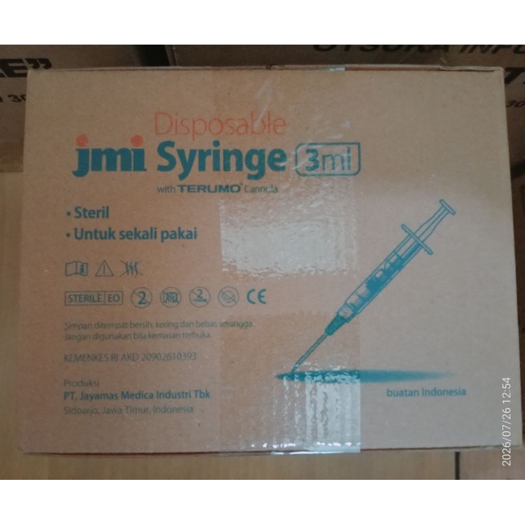 Jmi Disposable Syringe 3ml 100 Pcs Dengan Terumo Cannula Steril Luer Lock