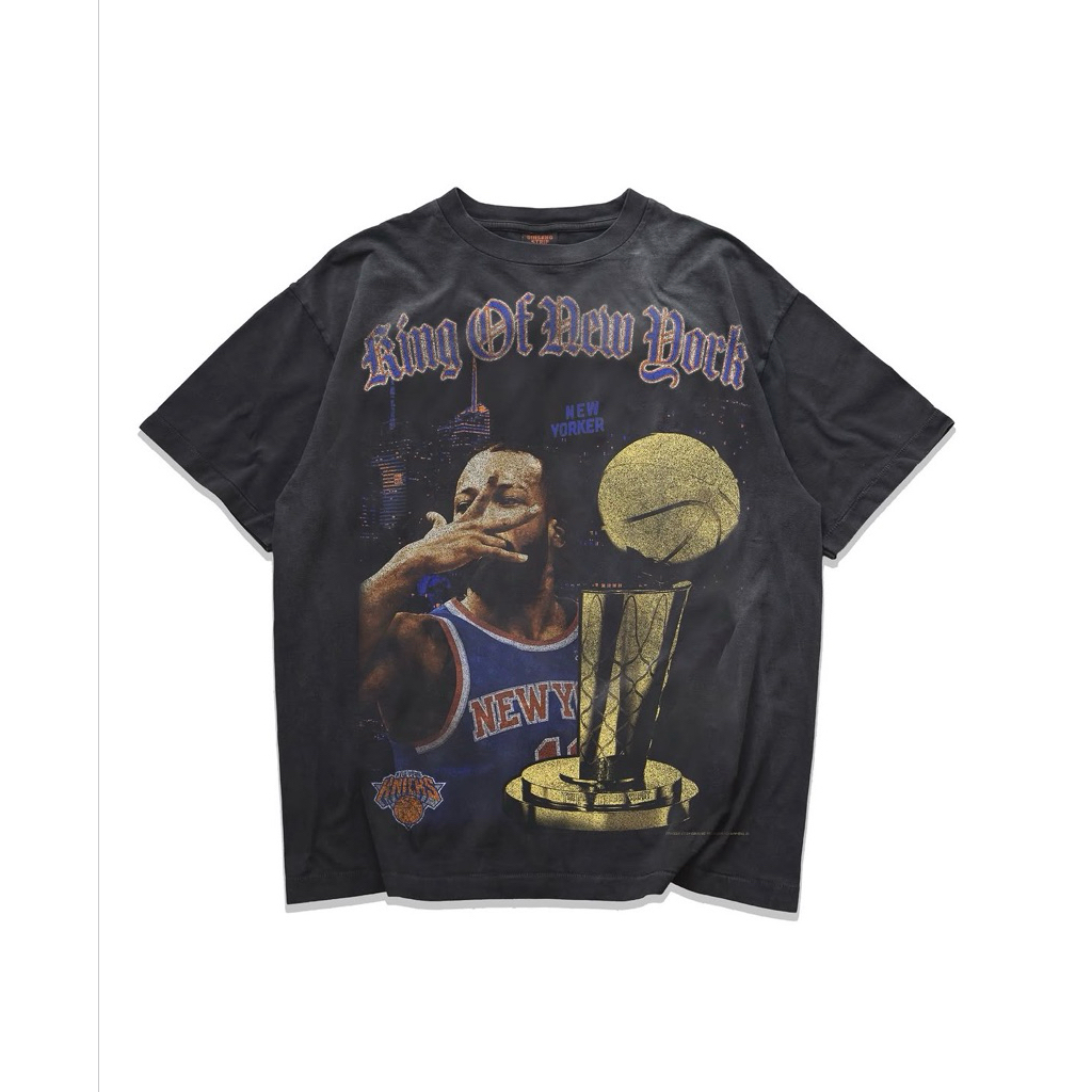 T-Shirt / Tees Bootleg GINSENGSTRIP NEW YORK KNICKS NBA BASKETBALL Black Faded Colour (NEW) | Bootle
