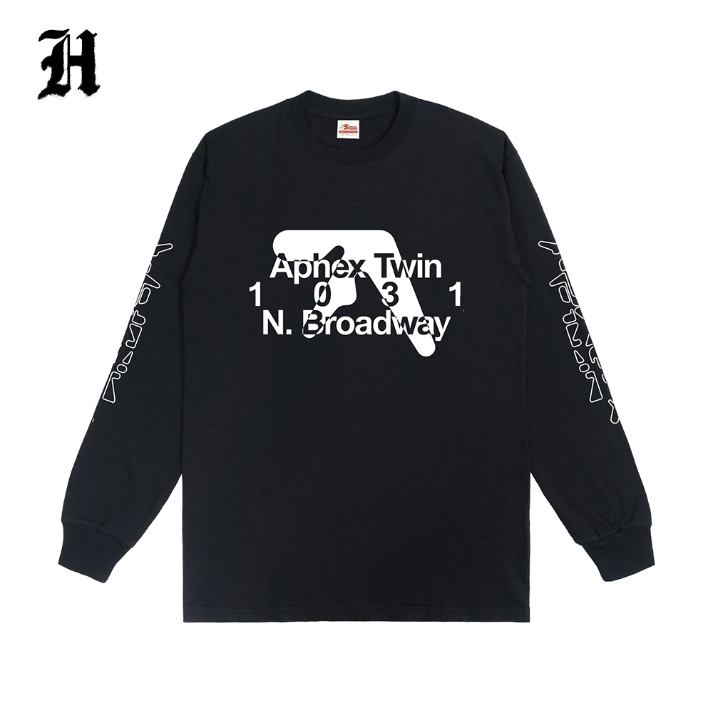 Aphex Twin Broadway Long Sleeve Black - Kaos Tshirt Band Aphex Twin Hitam