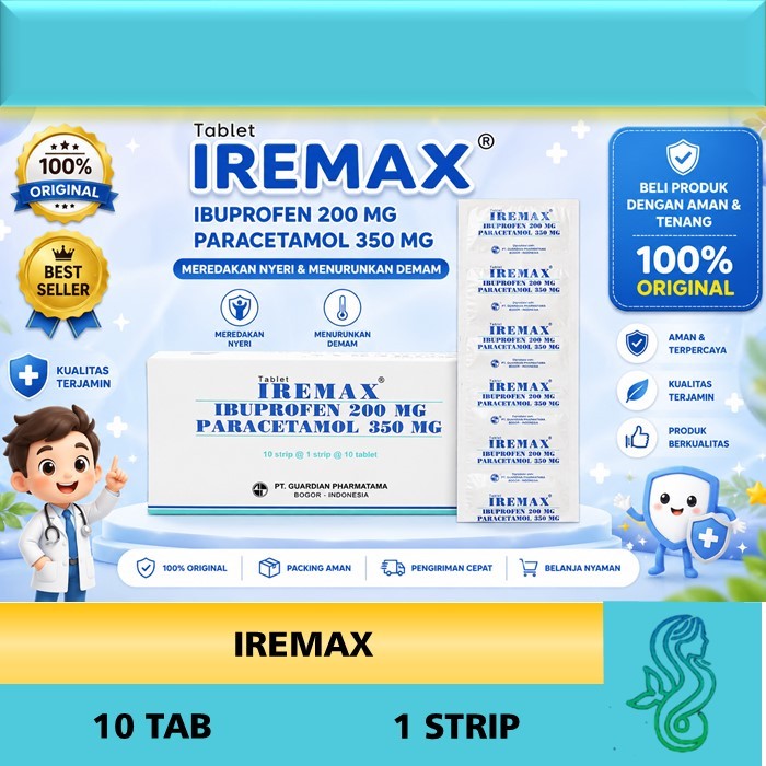 IREMAX STRIP ISI 10 TABLET PEREDA PANAS DAN NYERI ORIGINAL PARACETAMOL IBUPROFEN TABLET