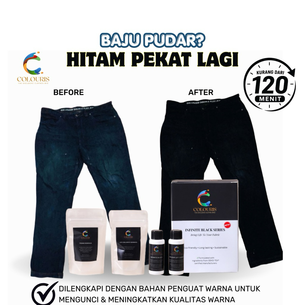 Pewarna Baju Hitam Premium Pewarna Pakaian Permanen Cat Kain Hitam Pekat Untuk Kaos Jeans Denim