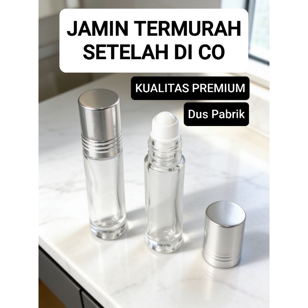(PER DUS 600PCS) Botol Parfum Roll On Alrehab 6ml Ttp Silver