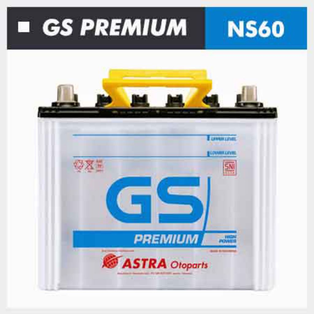 AKI MOBIL GS ASTRA PREMIUM (BASAH) NS60 12V (Volt) / 45Ah (Ampere-Hour). TANPA AIR ZUUR