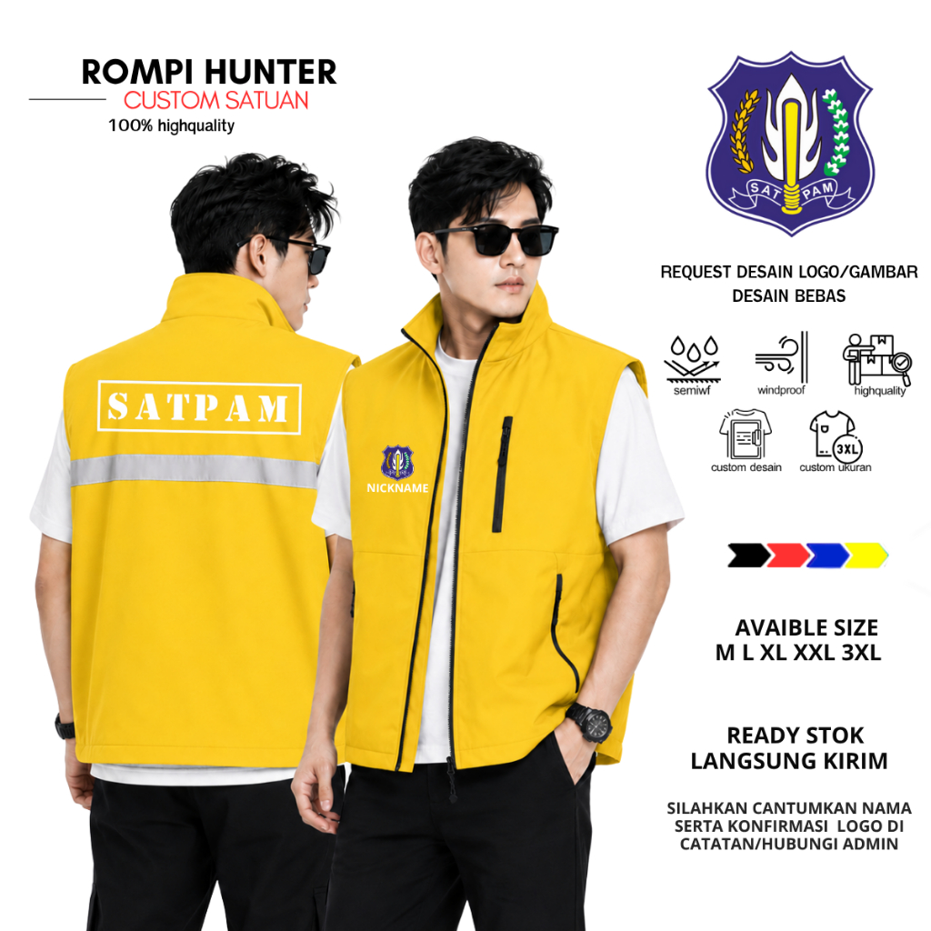 Rompi PATROLI SATPAM Vest Jaket PARASUT SECURITY Bodyprotector Pria