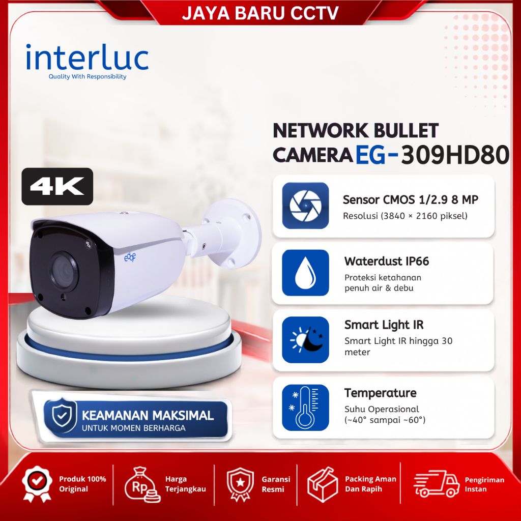 Kamera CCTV Outdoor Interluc Series 4MP IP Cam 8MP 4K Analog HD Garansi - Bandung