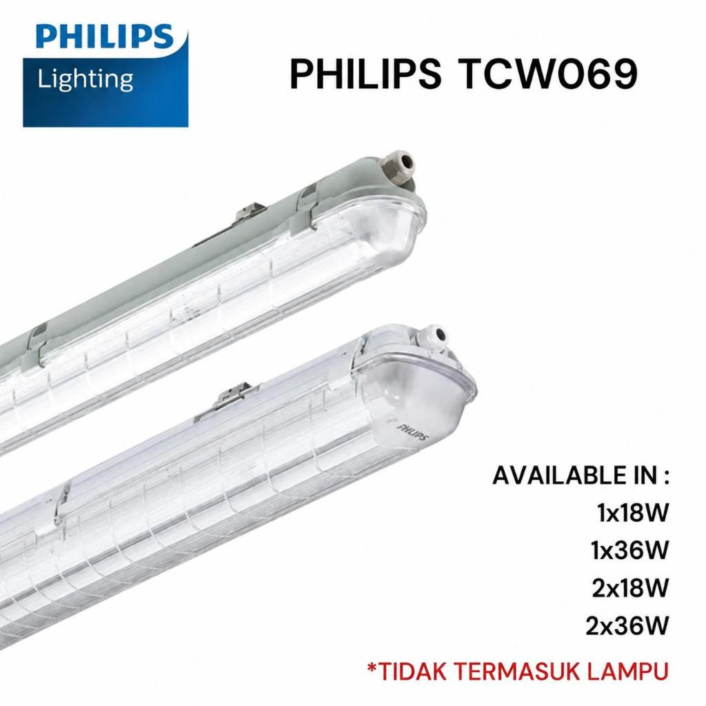 PHILIPS Kap Lampu TL WATERPROOF TCW069 TCW 069 1x18 2x18 1x36 2x36 Watt