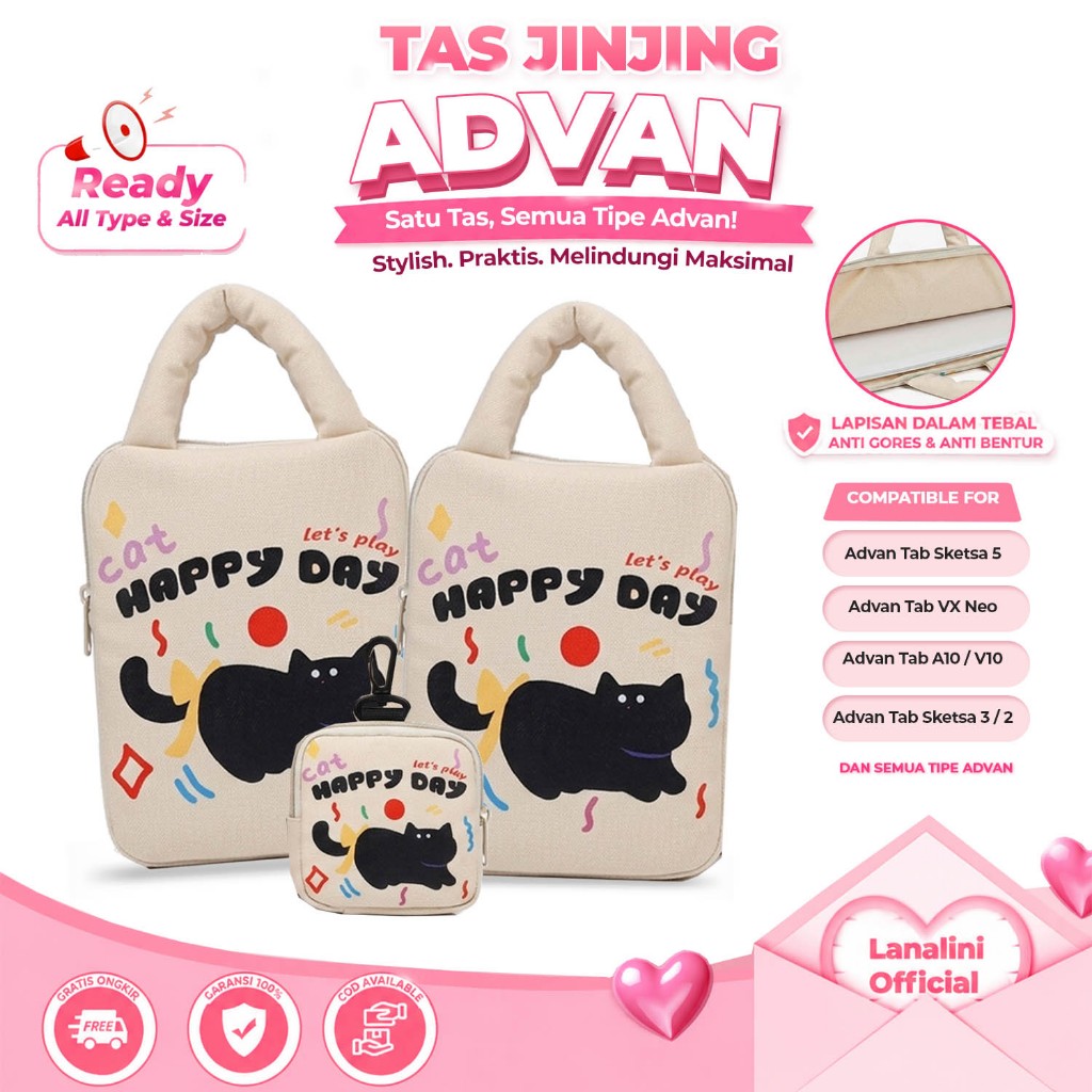 Tas Cover Advan Sketsa 10 2 3 2023 VX Neo Lite Xtab X7 A10 A8 8 10.1 10 Inch Tab Belajar Android Ful