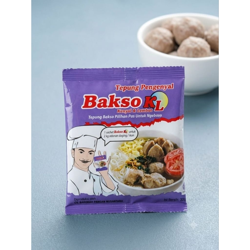 Tepung Pengenyal Bakso KL 32 Gram | Premiks Bakso Halal | 1 Sachet untuk 2 Kg Adonan