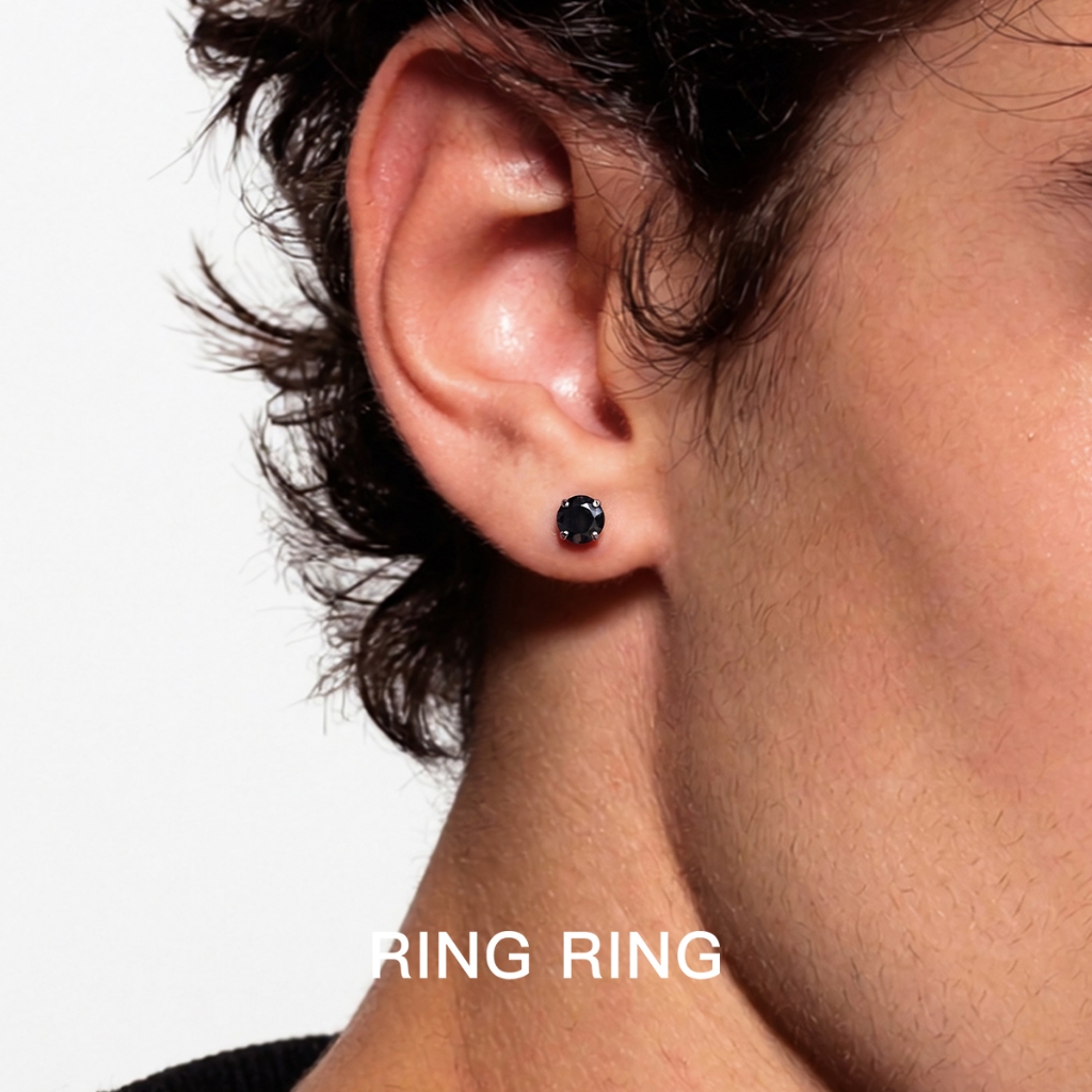 RINGRING Giwang Berlian Bulat Anting Aksesoris Telinga Tindik Telinga Baja Titanium Pria