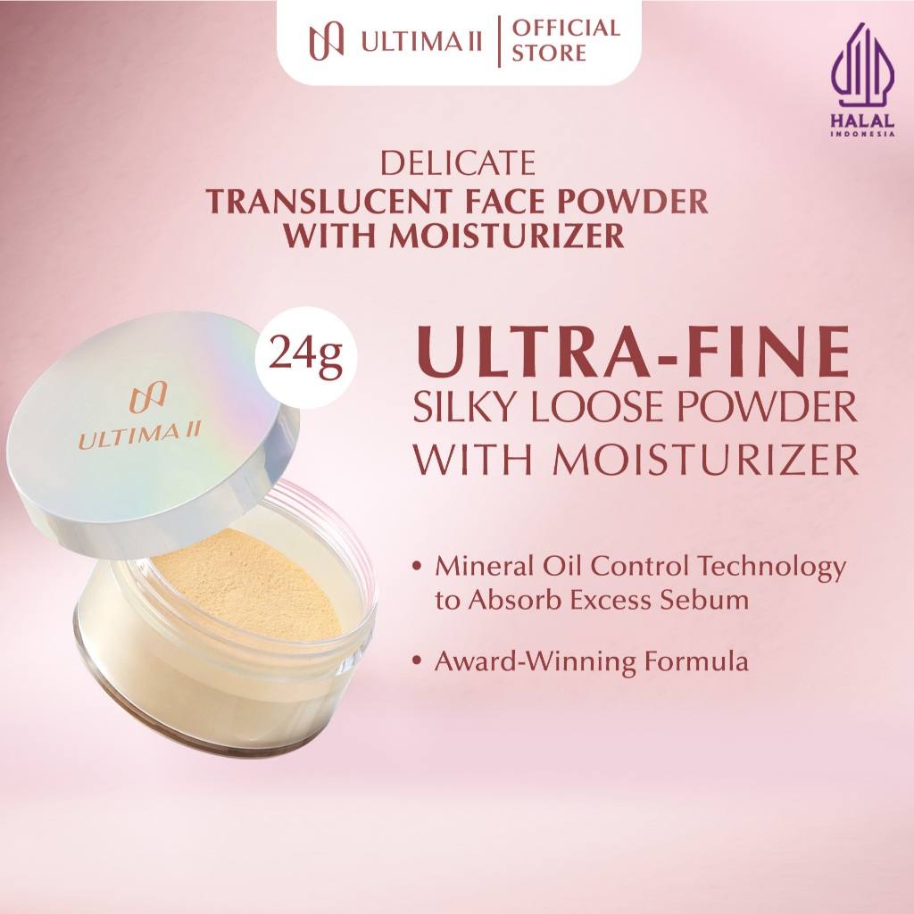 ULTIMA II Delicate Translucent Face Powder With Moisturizer 24 gr - Bedak Tabur Halus & Hasil Natura
