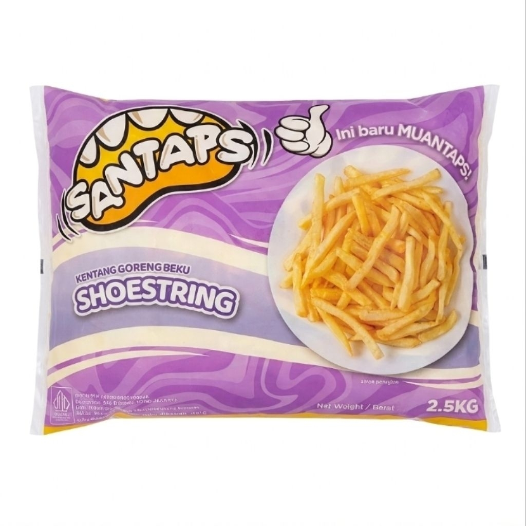 SANTAPS Kentang Goreng Beku Shoestring & Crinkle Cut 2.5 KG | French Fries Kiloan | 1 Dus/ Karton is