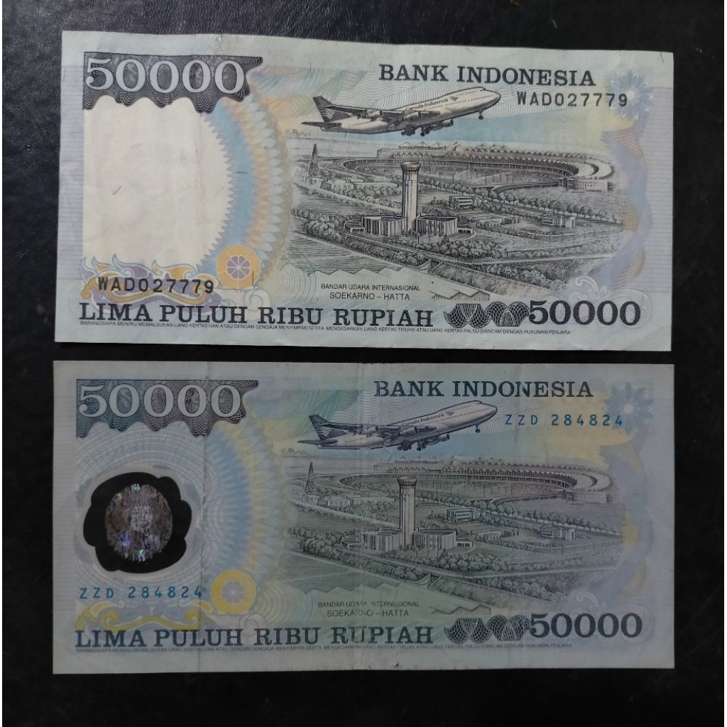uang 50 Suharto 1993 polymer dan kertas
