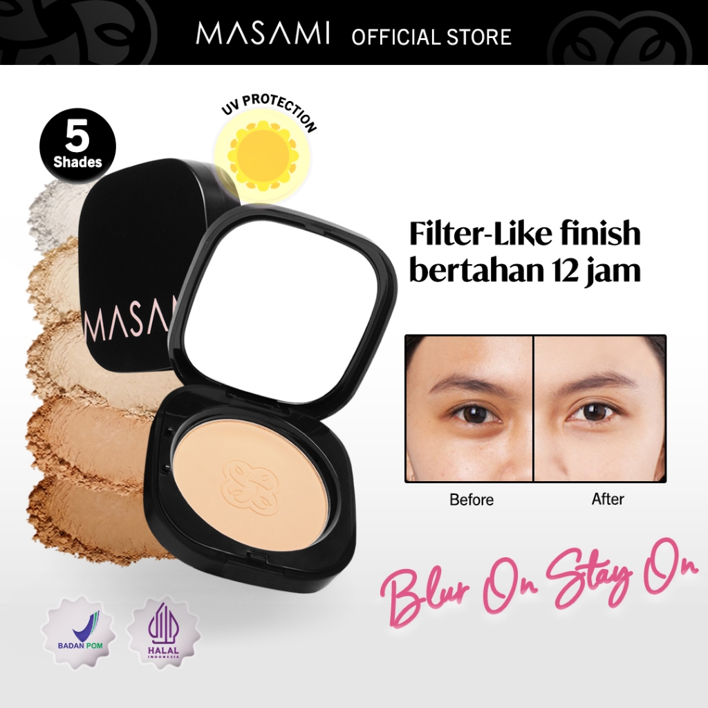 Masami Forever Matte Blurring Foundation Powder BPOM | Two Way Cake Compact Powder Foundation Waterp
